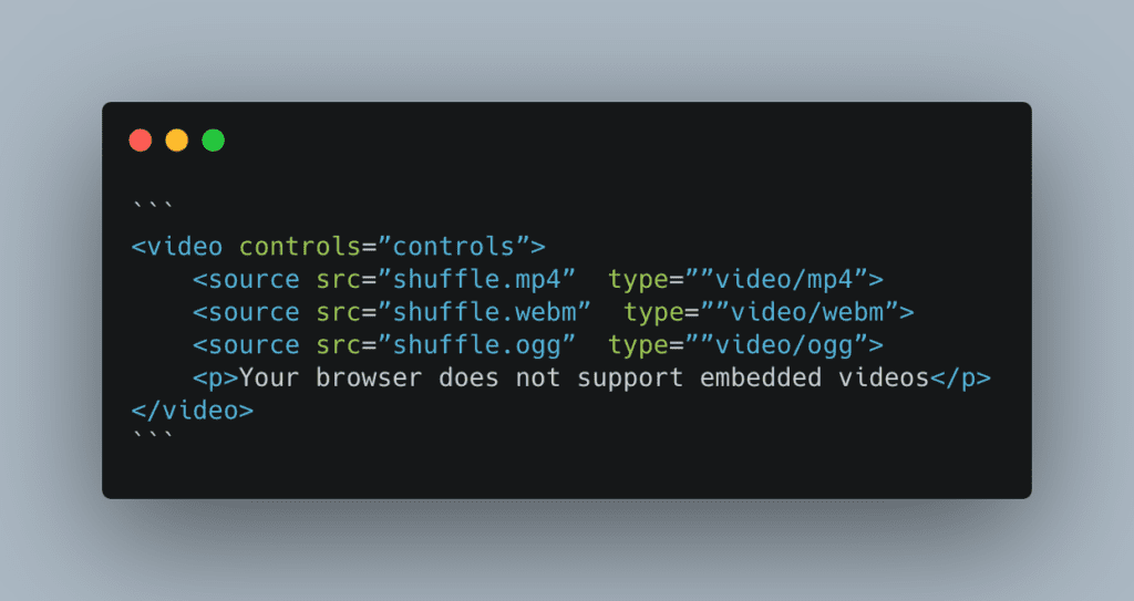 HTML Video Element Code Image